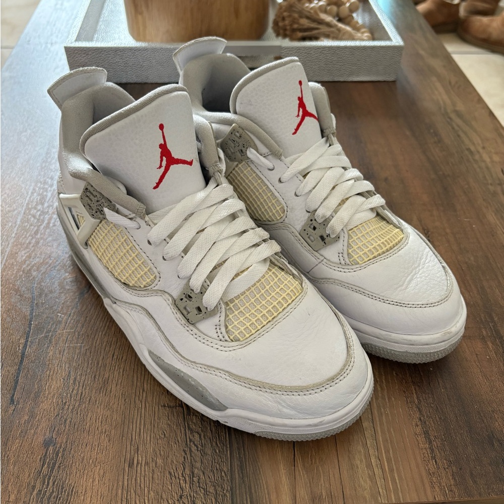 Jordan Men's White Sneakers with Red Jumpman Accent